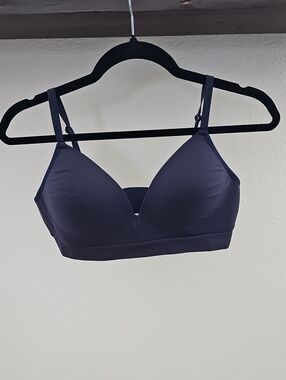 ThirdLove Form Seamless V Neck Wireless Bra Indigo Blue Purple Stripe L